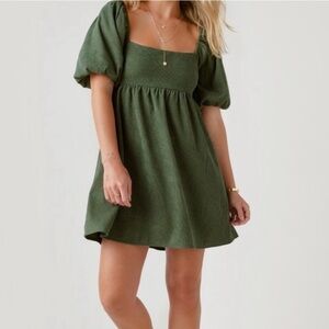 Francesca's Collections Olive Puff Sleeve Mini Dress